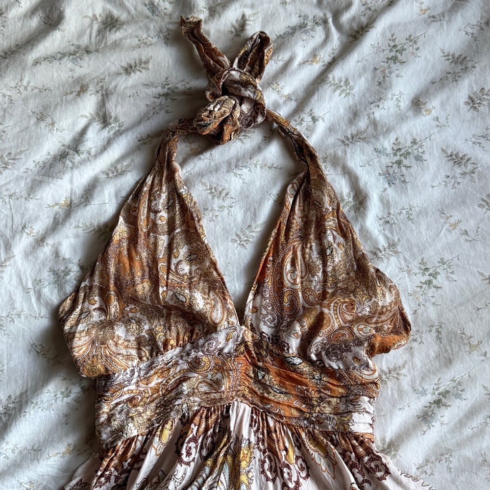 Orange handkerchief hemline midi halter neck dress size 2 in great condition - Picture 2 of 9